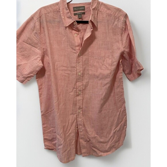 Falls Creek Short Sleeve Modern Fit Button‎ Up Size Medium Pink - Picture 1 of 4